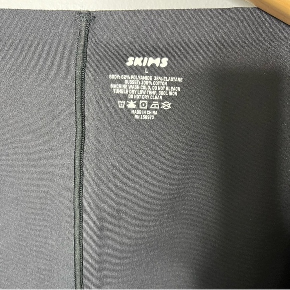 Skims Long Sleeve Slip Mini Dress Onyx Size Large Bodycon Square Neck - Picture 7 of 7